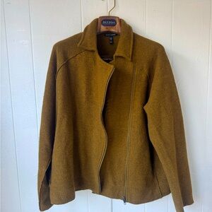 Moss Green 100% Wool Eileen Fisher Motorcyle Jacket